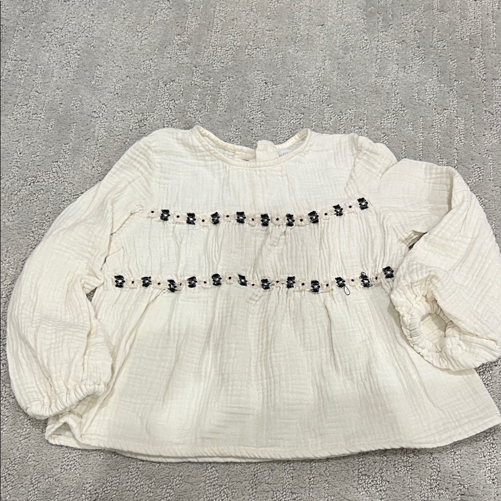 Zara Cream Textured Top
